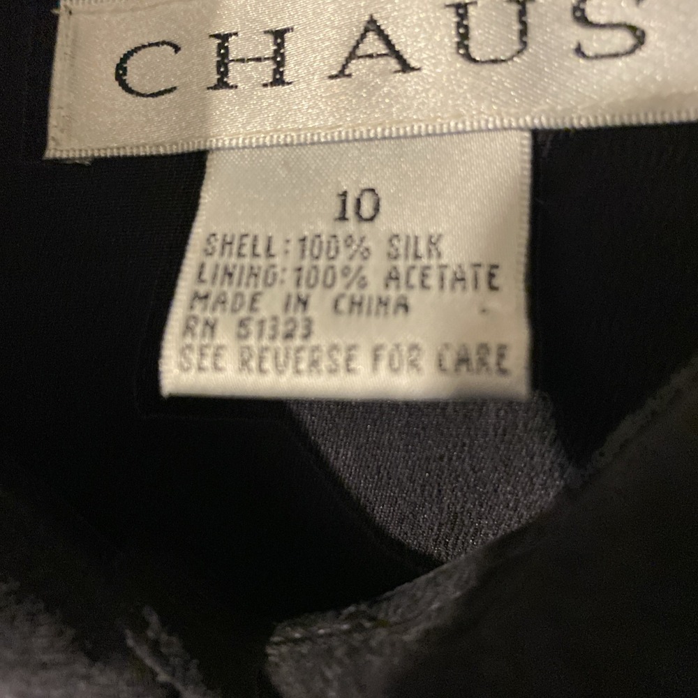 CHAUS VINTAGE NAVY BLACK SILK BUTTON DOWN BLAZER SZ 10 - Picture 7 of 7